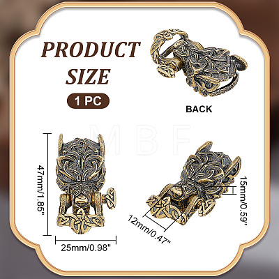 HOBBIESAY 1PC Tibetan Style Wolf Shaped Brass Shackle Clasps FIND-HY0002-78-1