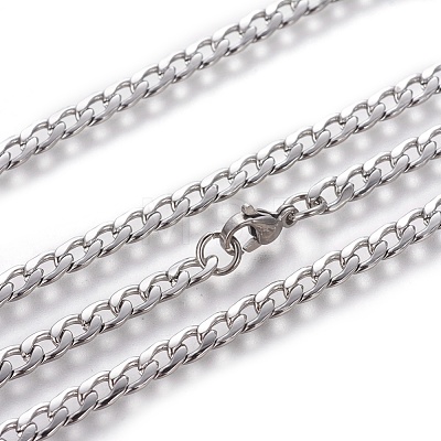 304 Stainless Steel Curb Chain Necklaces NJEW-E143-02P-1