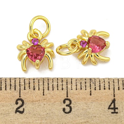 Rack Plating Brass Micro Pave Cubic Zirconia Spider Charms ZIRC-I065-02-1