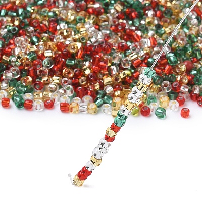 4 Colors Christmas 8/0 Glass Round Seed Beads SEED-X0058-01A-1
