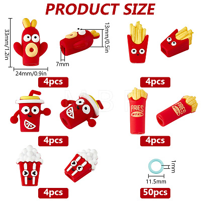 BENECREAT Fast Food Theme Silicone Knitting Needle Point Protectors AJEW-BC0006-93-1