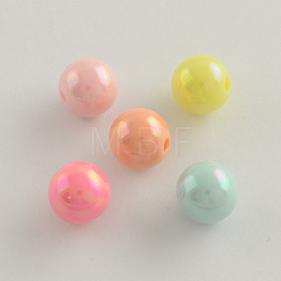 AB Color Plated Acrylic Round Beads SACR-Q109-10mm-M-1