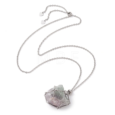 201 Crystal Stone Cage Pendant Necklaces NJEW-JN04765-02-1