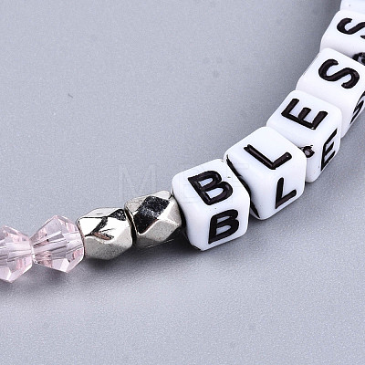 Faceted Bicone Glass Beads Stretch Bracelets BJEW-T016-01E-1
