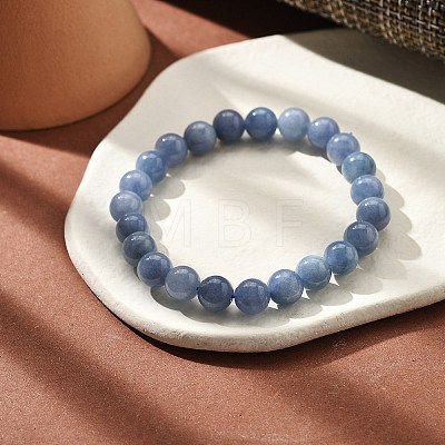 Natural Quartz Imitation Aquamarine Beaded Stretch Bracelets for Women Men BJEW-F483-02-1