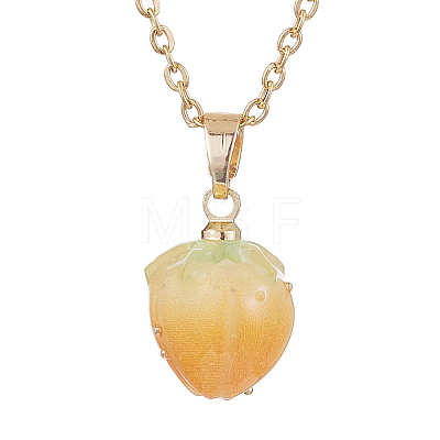 Flower Epoxy Resin Pendant Necklaces NJEW-JN05047-1