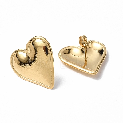 Ion Plating(IP) 304 Stainless Steel Heart Stud Earrings for Women EJEW-F300-16G-1