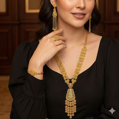 Women's Alloy Filigree Bracelets & Earrings & Necklaces & Rings Sets HQ9335-1