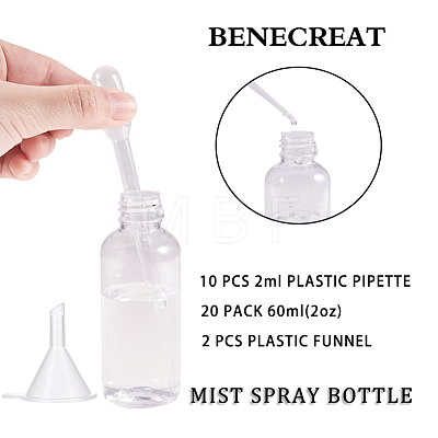 BENECREAT 60ml Transparent PET Plastic Refillable Spray Bottle MRMJ-BC0001-51-1