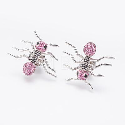 Brass Micro Pave Cubic Zirconia Brooches ZIRC-L065-02-1