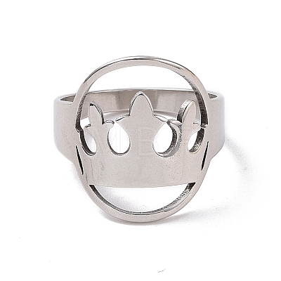 201 Stainless Steel Oval with Crown Finger Ring RJEW-J051-42P-1