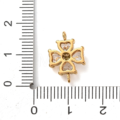 304 Stainless Steel Pave Cubic Zirconia Flower Links Connector Charms STAS-T026-03A-02G-1