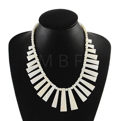 Freshwater Shell Beaded Bib Statement Necklaces NJEW-Q280-03A-1