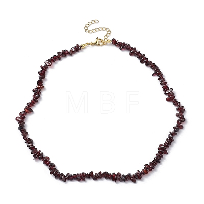 Natural Garnet Chip Beaded Necklace NJEW-JN04616-09-1