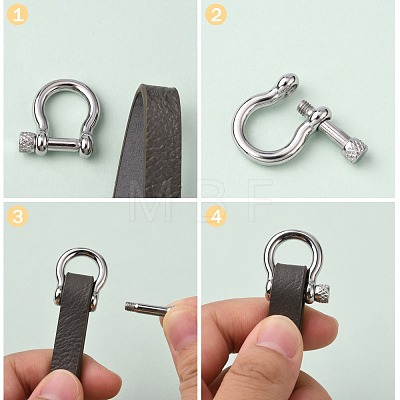304 Stainless Steel D-Ring Anchor Shackle Clasps STAS-Z017-16P-1