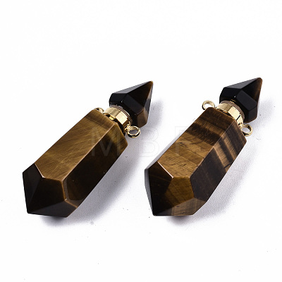 Faceted Natural Tiger Eye Pendants G-T131-15D-1