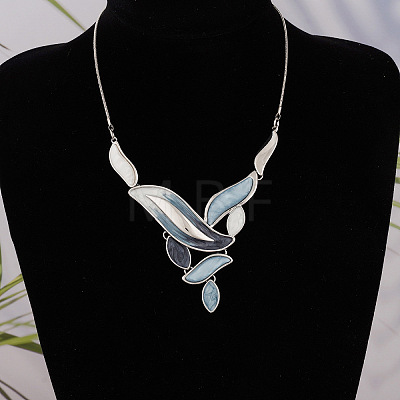 Leaf Alloy Enamel Pendant Necklaces & Stud Dangle Earrings Sets WG51EEA-01-1