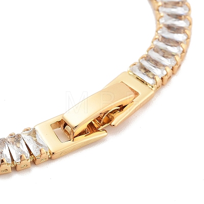 Brass Pave Clear Cubic Zirconia Rectangle Link Bracelets BJEW-YWC0002-11A-G-1