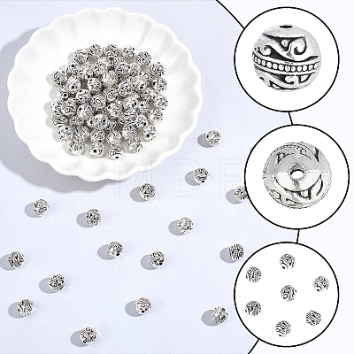 100Pcs Tibetan Style Alloy Beads TIBE-PA0001-07-1