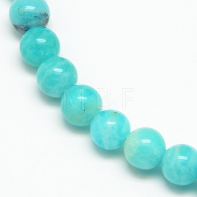 Grade AB Natural Gemstone Amazonite Round Beads Strands G-O017-6mm-08B-1