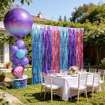 3Pcs PET Iridescent Metallic Party Tassel Streamers DIY-WR0005-71A-1