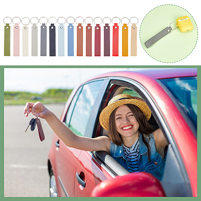 15Pcs 15 Colors PU Leather Keychains KEYC-GA0001-56-1