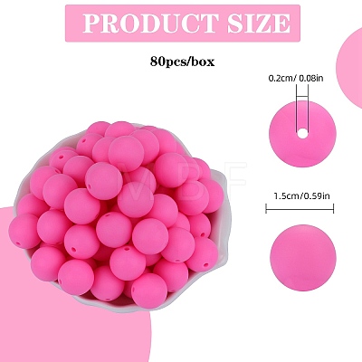 80Pcs Round Silicone Focal Beads SIL-SZ0001-24-34-1