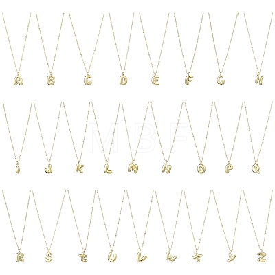 1Pc Initial Letter Brass Pendant Necklaces NJEW-YW0001-24M-1