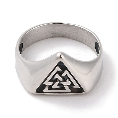 Viking 304 Stainless Steel Valknut Rings RJEW-U005-17F-AS-1