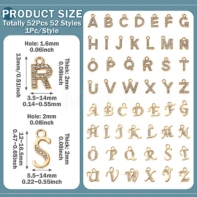 52Pcs 52 Styles Alloy Rhinestone Charms FIND-TA0010-78-1