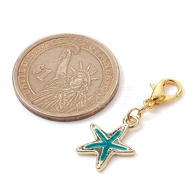 Starfish Alloy Enamel Pendant Decoration HJEW-JM01633-1