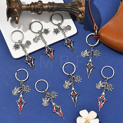 5Pcs Alloy Rhinestone Keychains KEYC-YW00288-01-1