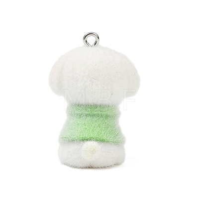 Animal Theme Flocky Opaque Resin Pendants RESI-H042-01P-02-1