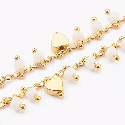 Brass Beaded Necklaces & Glass Pendant Necklaces Set NJEW-JN03335-02-1
