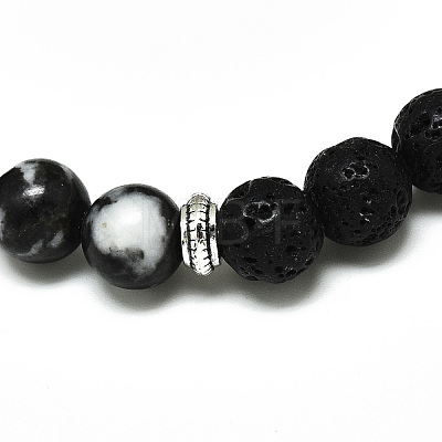 Natural Black Agate Beads Stretch Bracelets BJEW-R309-02-A08-1