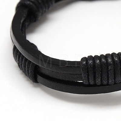 Trendy Unisex Casual Style Waxed Cord and Leather Bracelets BJEW-L298-02-1