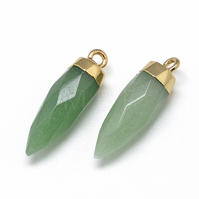 Natural Green Aventurine Pointed Pendants G-Q495-10G-1