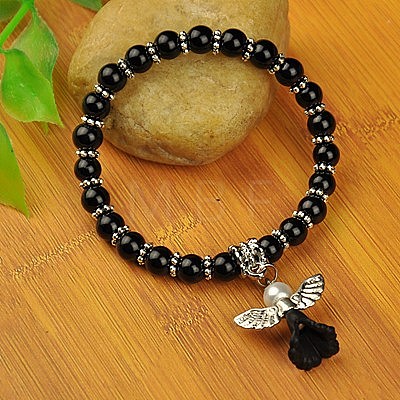 Lovely Wedding Dress Angel Bracelets for Kids BJEW-JB00727-15-1