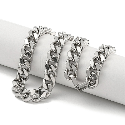 Non-Tarnish 201 Stainless Steel Cuban Link Chain Necklaces for Women and Men NJEW-F322-15P-02-1