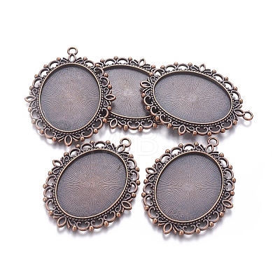 Tibetan Style Alloy Oval Pendant Cabochon Settings LS-X-TIBE-473-R-NR-1
