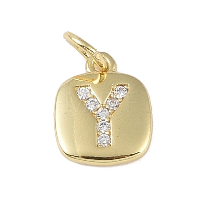 Rack Plating Brass Micro Pave CLear Cubic Zirconia Charms KK-E110-14G-Y-1