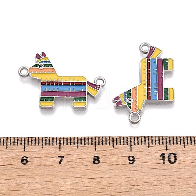 Rack Plating Alloy Enamel Colorful Mexican Donkey Connector Charms ENAM-N056-350P-1