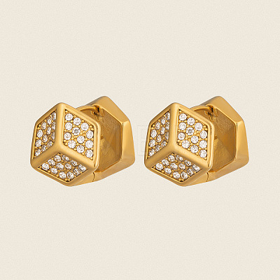 Cube 304 Stainless Steel Hoop Earrings EU5379-1