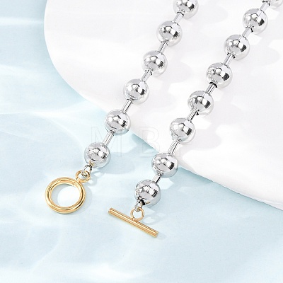 201 Stainless Steel Ball Chain Necklaces with Golden Tone OT Clasps SA-CBAD3BB-05P-1
