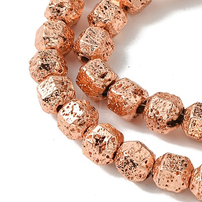 Electroplated Natural Lava Rock Beads Strands G-I360-N01-03-1