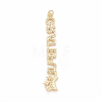 Rack Plating Brass Micro Pave Clear Cubic Zirconia Pendants KK-M229-16G-1