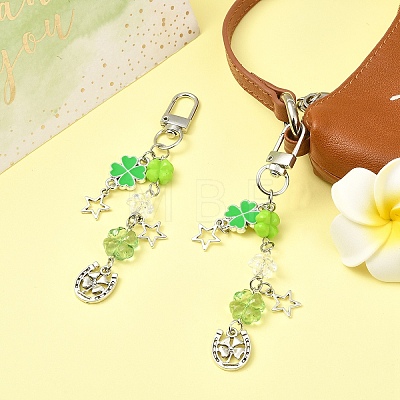 2Pcs Alloy & Acrylic Pendant Decorations HJEW-YW00330-1