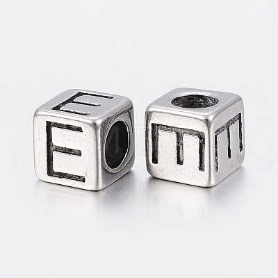 304 Stainless Steel Large Hole Letter European Beads STAS-H428-01AS-E-1