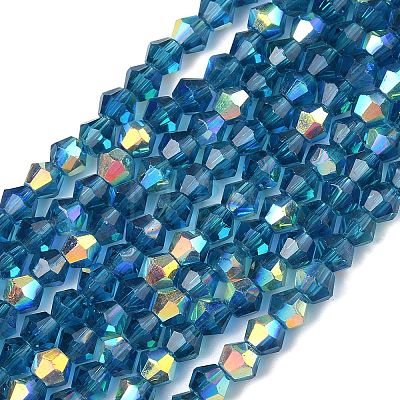 Electroplate Transparent Glass Beads Strands EGLA-K015-18O-1