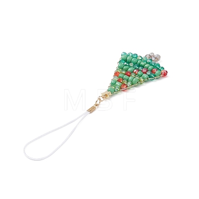 Christmas Glass Seed Beaded Pendant Decorations HJEW-TA00013-1